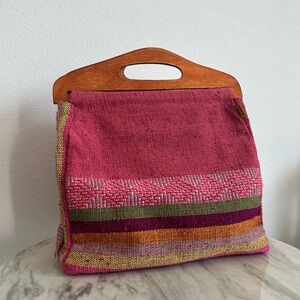 Handcrafted Pink and Multicolor Tote Bag